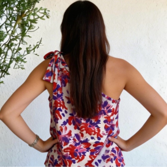 Bibi Kameron Ribbon One Shoulder Top Size Large - Picture 7 of 10